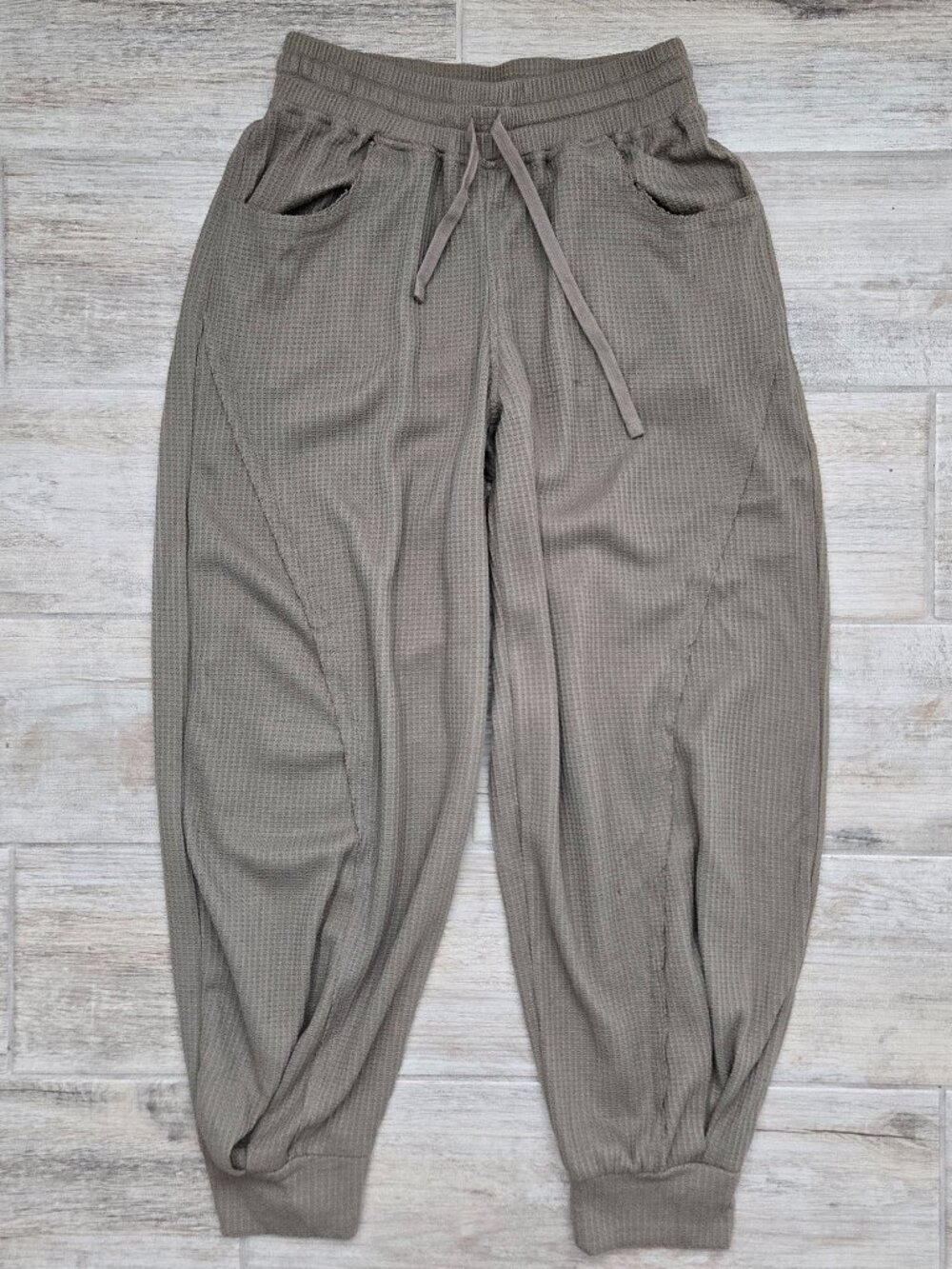 Rae Mode Balloon Jogger Waffle Pattern Pants Womens Sage Pull On Loungewear S